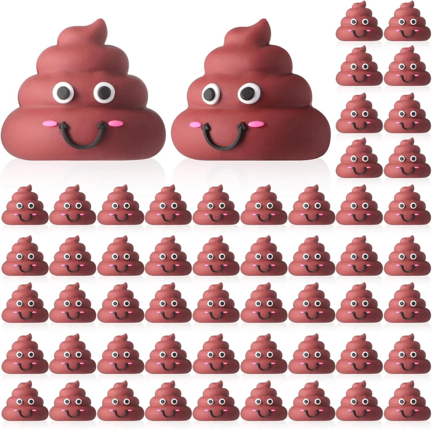 100 Pcs Mini Poop Figures Small Poop Figurines Poo Toys Fake Poop Classic Brown Poop Rubber Poop for Prank Hide Seek Goodie Bags Piñata Stuffers Party Supplies Gifts Easter Egg Fillers