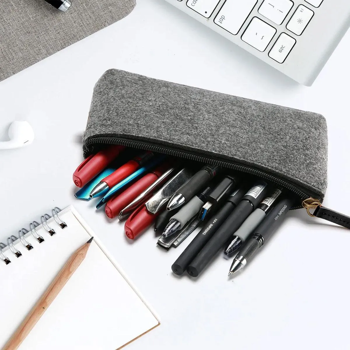 10PCS Large Capacity Felt Pencil Case Stationery Organizer Cosmetic Storage Bag