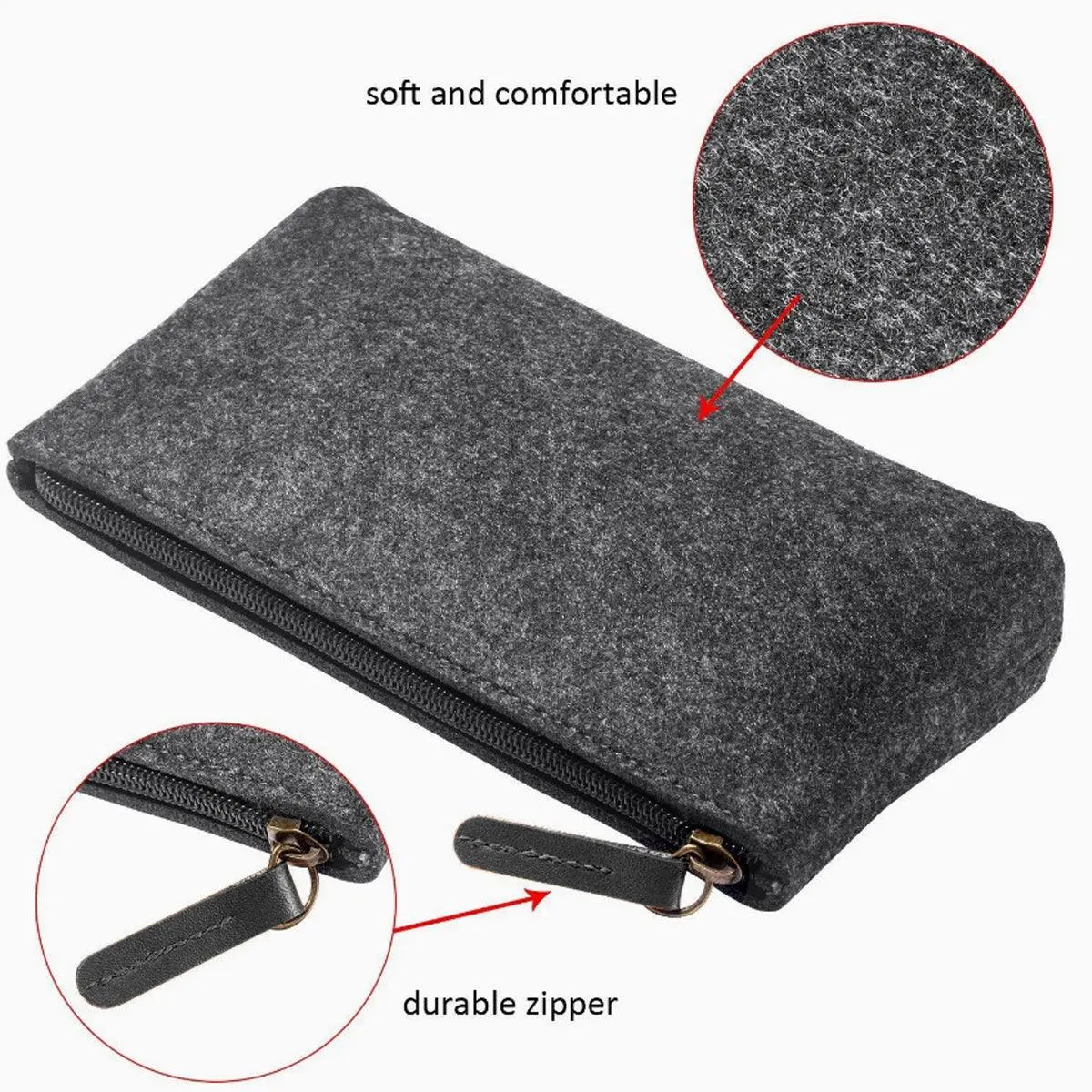 10PCS Large Capacity Felt Pencil Case Stationery Organizer Cosmetic Storage Bag