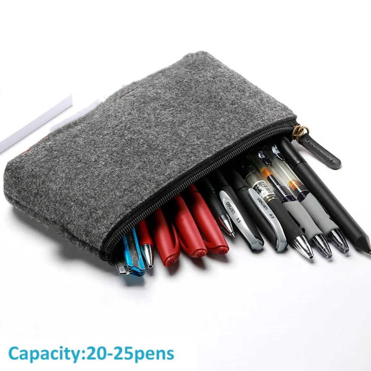 10PCS Large Capacity Felt Pencil Case Stationery Organizer Cosmetic Storage Bag