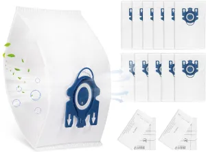 12 Pack 3D Airclean GN Vacuum Bags Compatible with Miele Classic C1, Complete C1, Complete C2, Complete C3, S227 S240, S270, S400, S2, S5, S8 Series Canister Vacuum Cleaner