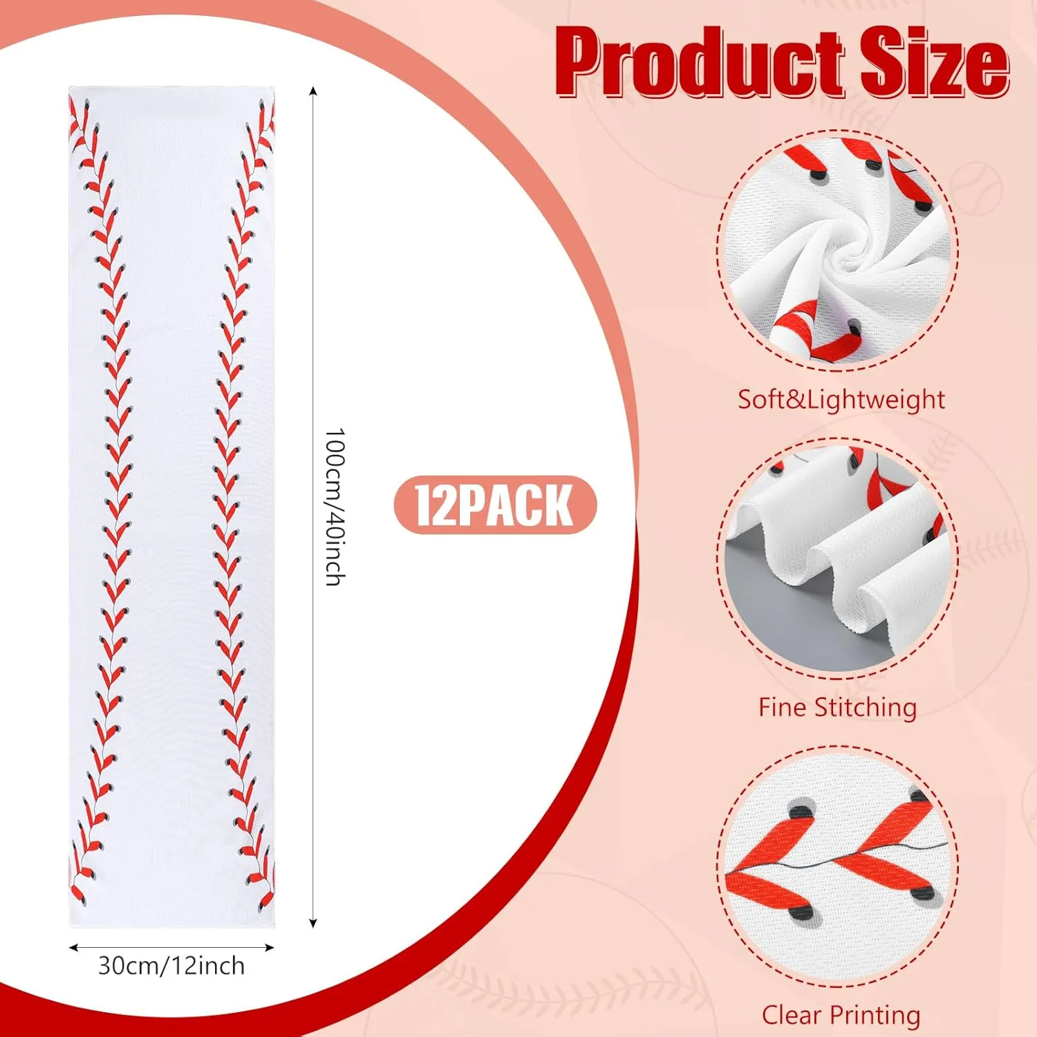 12 Pack Baseball Cooling Towels, Sports Towels with Bags, 40"x12" Breathable Chilly Towel, Microfiber Towel for Baseball Sport Team Gift