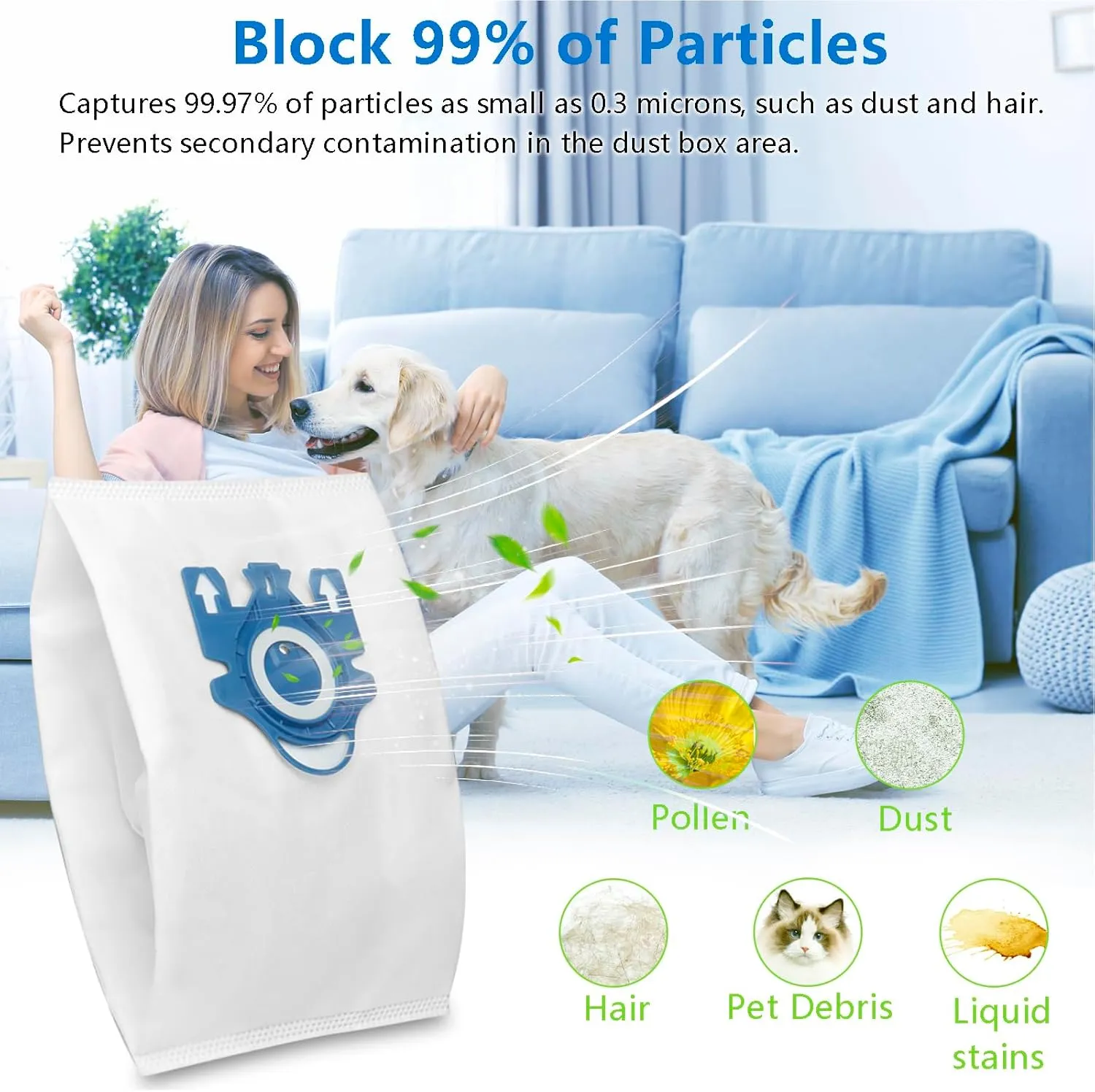 14 Pack 3D Airclean GN Vacuum Bags Compatible with Miele Classic C1, Complete C1, C2, C3, S400i S600 S2 S5 S8 Series, with 4 MP Filters, 4 AC Filters