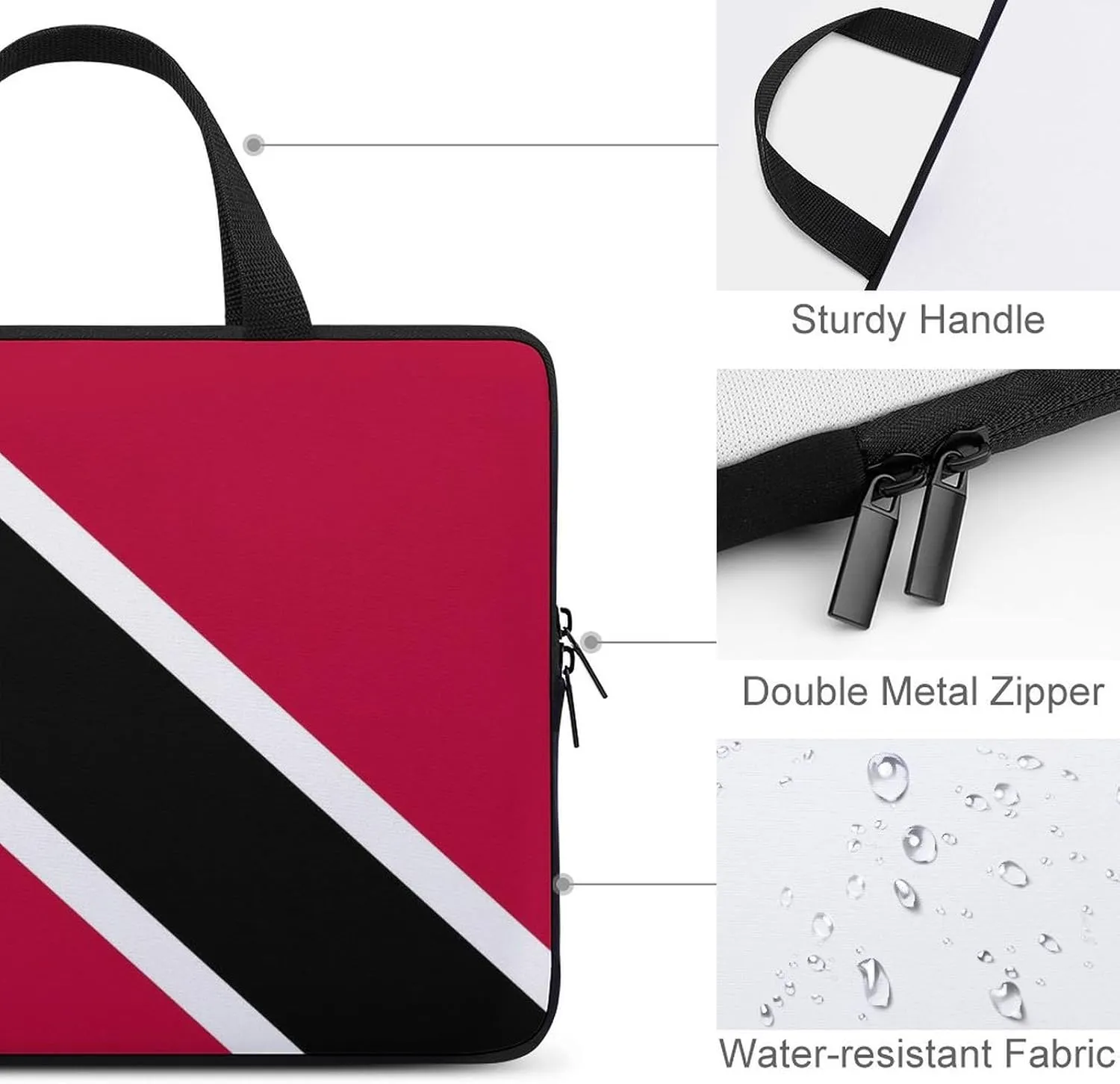 15-15.6 Inch Abkhazia Flag Laptop Sleeve Case, Durable Computer Bag with Handle