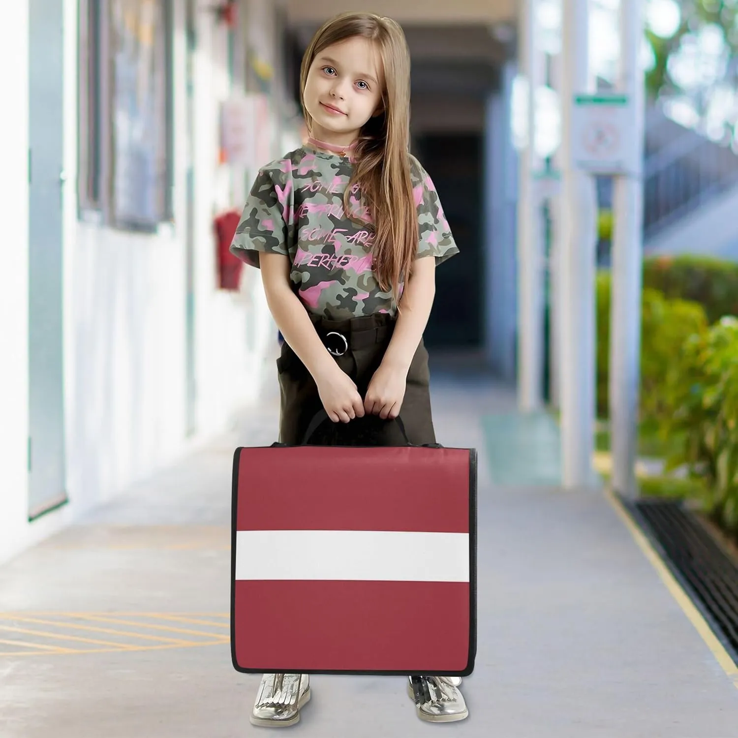 1.5 Inch 3 Ring Binders Heavy Duty Latvia Flag National Republic Capital City Zipper Binder Organizer School Binders Bag with Shoulder Strap Funny Portfolio Hold 500 Sheets Holder