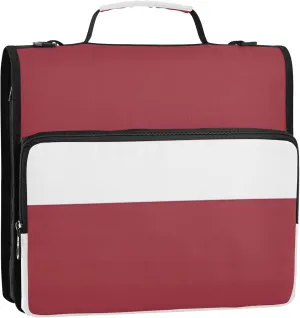 1.5 Inch 3 Ring Binders Heavy Duty Latvia Flag National Republic Capital City Zipper Binder Organizer School Binders Bag with Shoulder Strap Funny Portfolio Hold 500 Sheets Holder