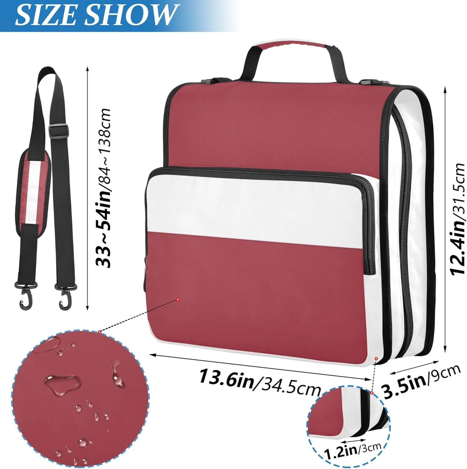 1.5 Inch 3 Ring Binders Heavy Duty Latvia Flag National Republic Capital City Zipper Binder Organizer School Binders Bag with Shoulder Strap Funny Portfolio Hold 500 Sheets Holder