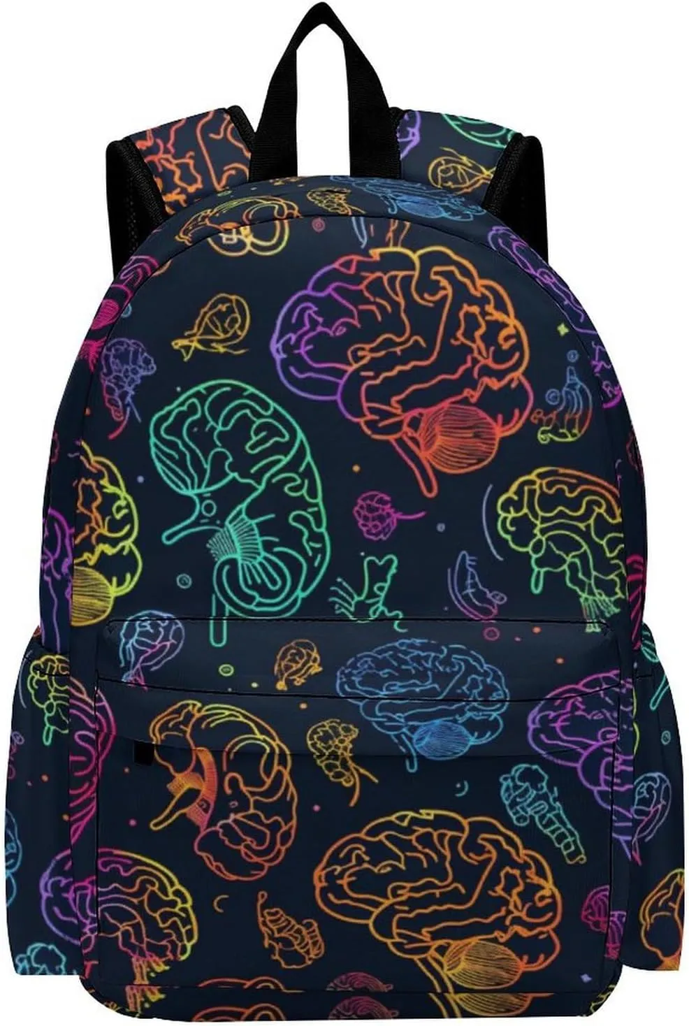 16 Inch Backpack Colorful Brains Pattern Laptop Backpack School Bookbag Shoulder Bag Casual Daypack