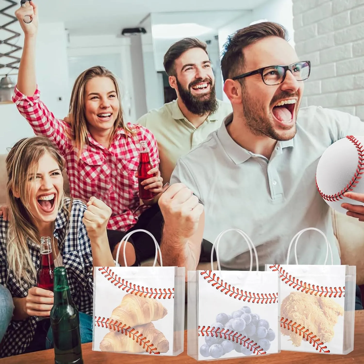 16 Pieces Baseball Clear Gift Bags Baseball Transparent Treat Goodie Bags Sport Clear PVC Snack Bags with Handles for Sports Team Birthday Holiday Party Decorations Supplies (16 PCS , Baseball)