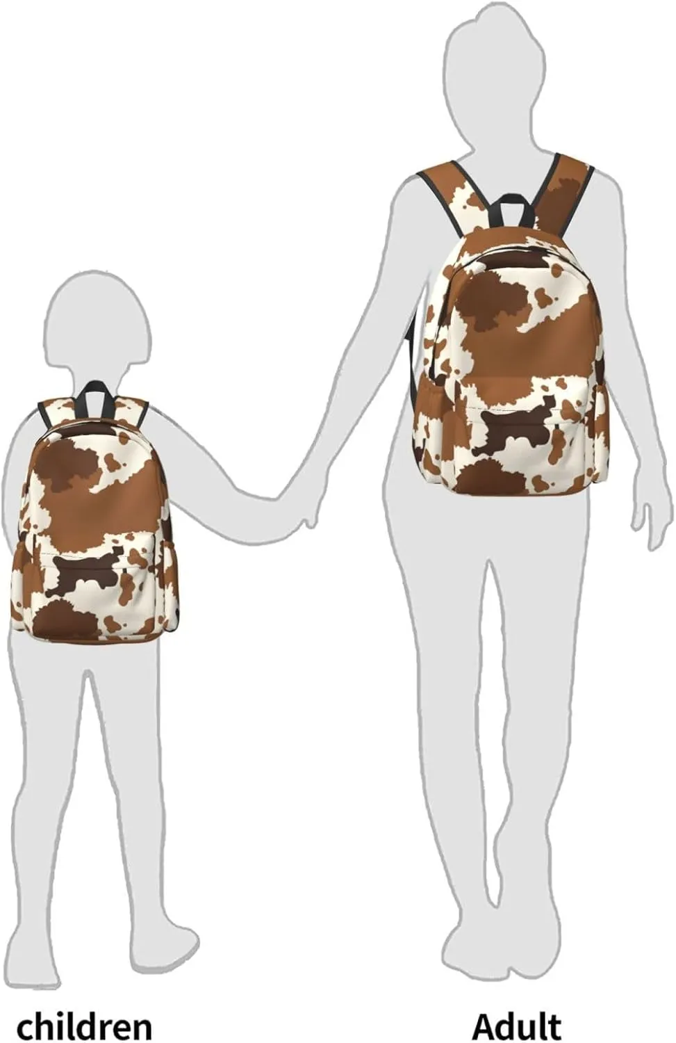 17 inch Backpack Brown Cow Skin Abstract Pattern Laptop Backpack School Bookbag Shoulder Bag Casual Daypack