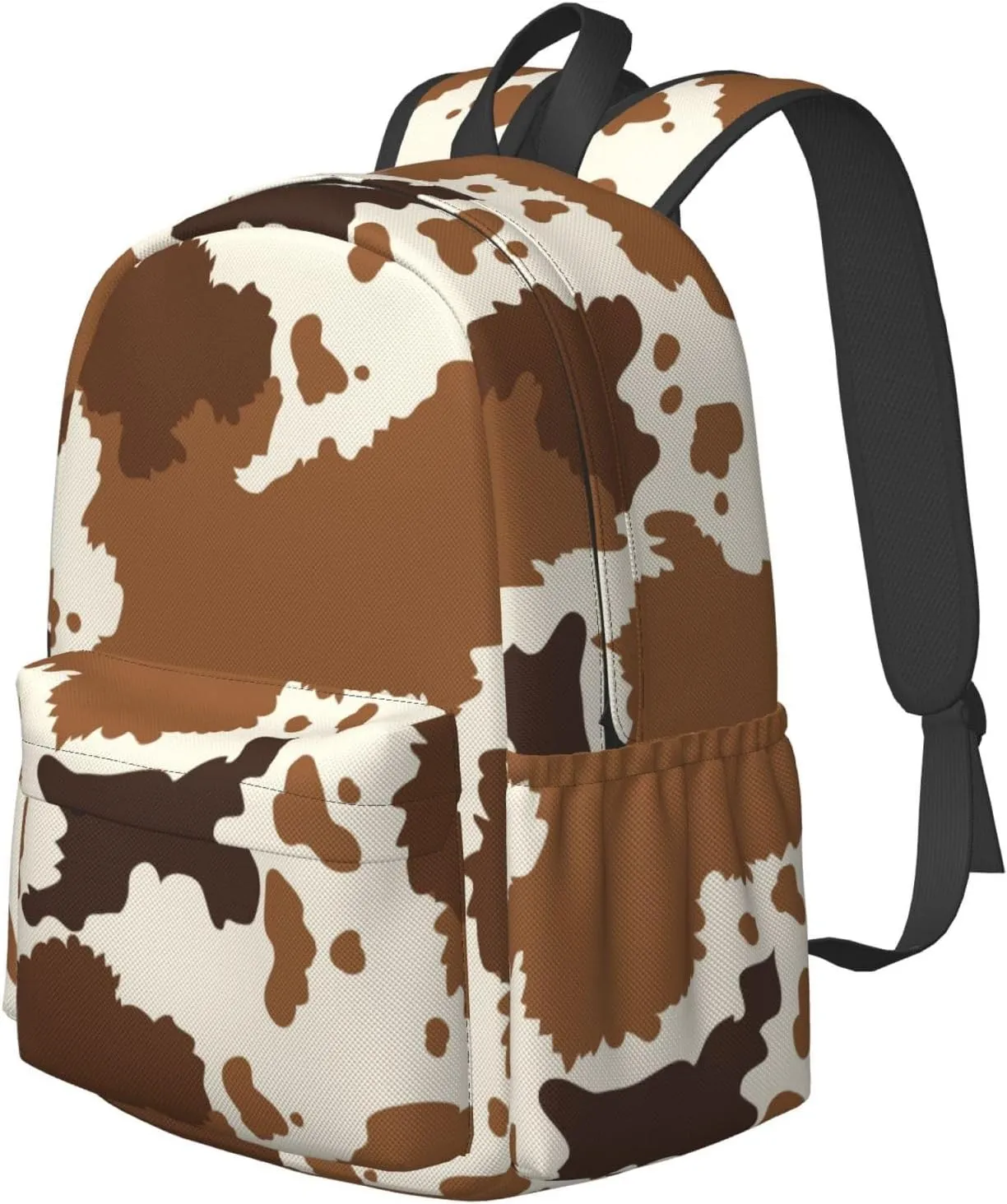 17 inch Backpack Brown Cow Skin Abstract Pattern Laptop Backpack School Bookbag Shoulder Bag Casual Daypack