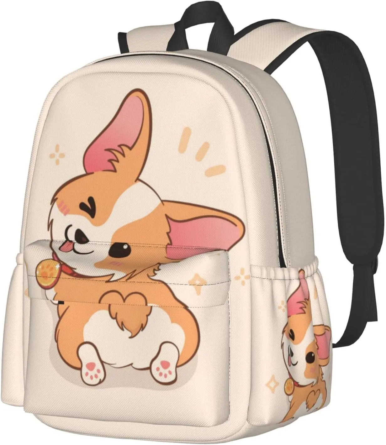 17 inch Backpack Cartoon Cute Corgi Dog Butt Laptop Backpack School Bookbag Shoulder Bag Casual Daypack