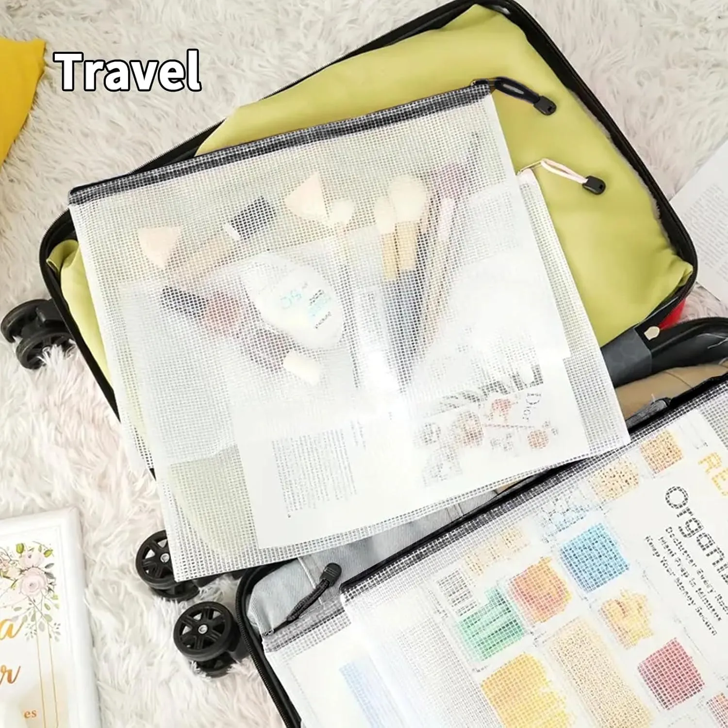 18PCS Black Mesh Zipper Pouch Bags Board Game Organizers Waterproof Zipper Bags for Classroom Office Organization (A3)