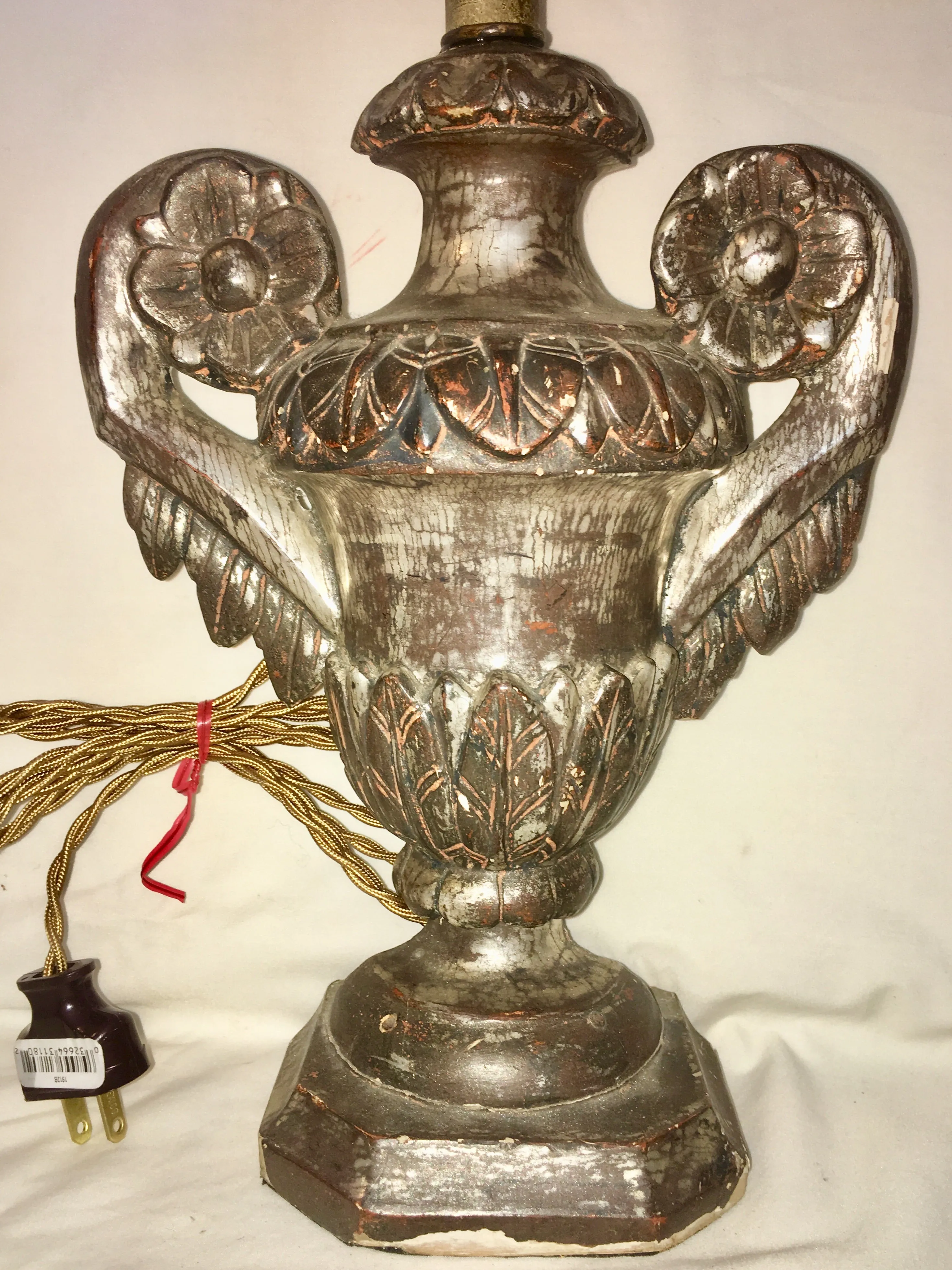 18th-Century Italian Carved & Silver-gilt Wood Fragment Lamps