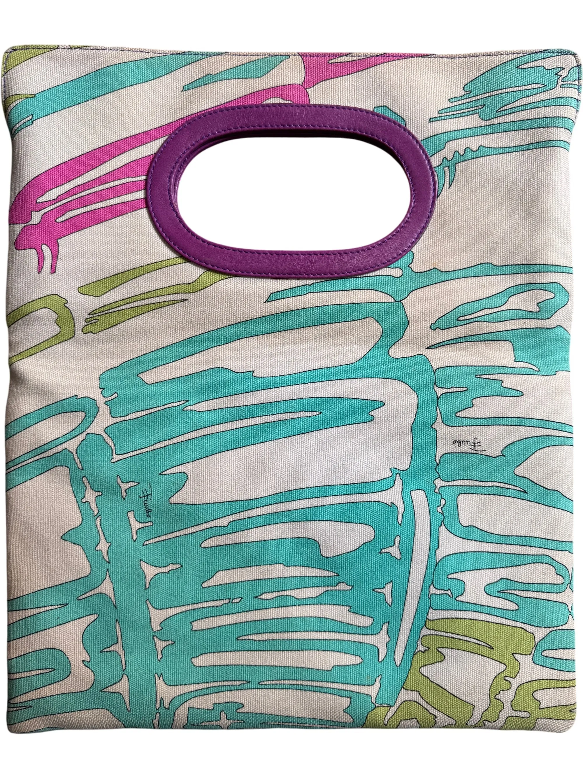 1990s Emilio Pucci Multicolor Canvas Tote Bag