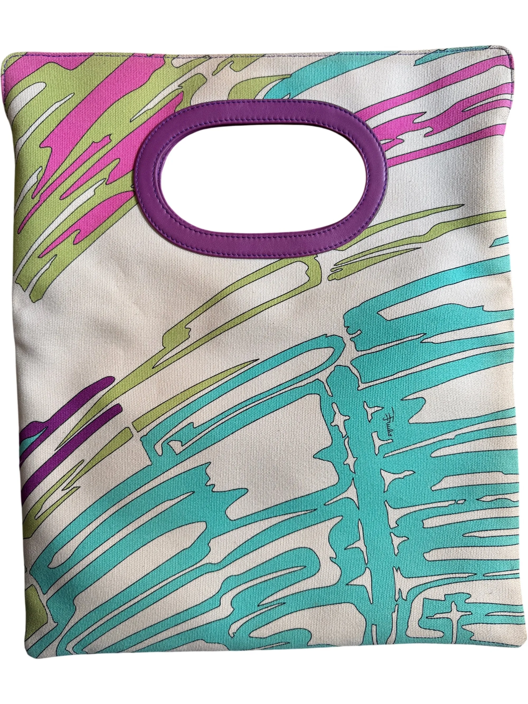 1990s Emilio Pucci Multicolor Canvas Tote Bag