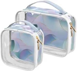 2 Pack clear Abstract Lines Stain Modern Decor makeup and toiletry TSA approved multifunctional cosmetic bag travel Men’s shaving kit