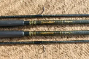 2 x Bowflex Carbon Old School Carp Fishing Rods. Circa 1990s. Century Blanks.
