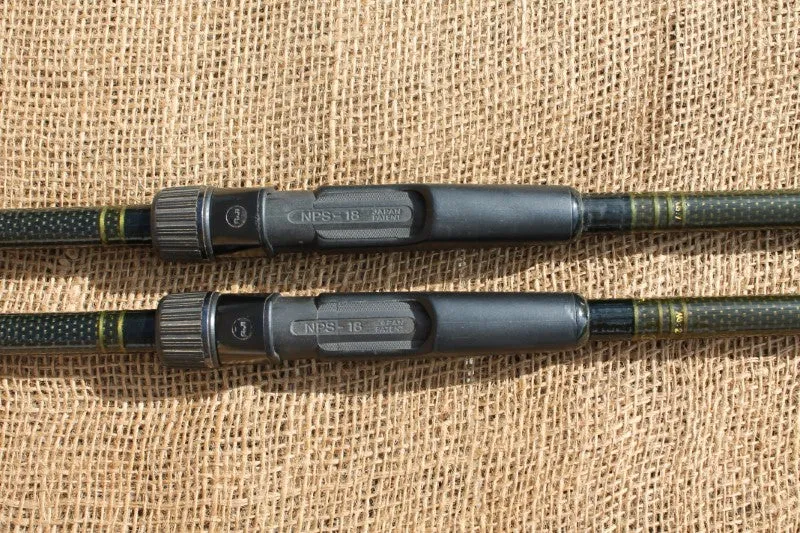 2 x Bowflex Carbon Old School Carp Fishing Rods. Circa 1990s. Century Blanks.
