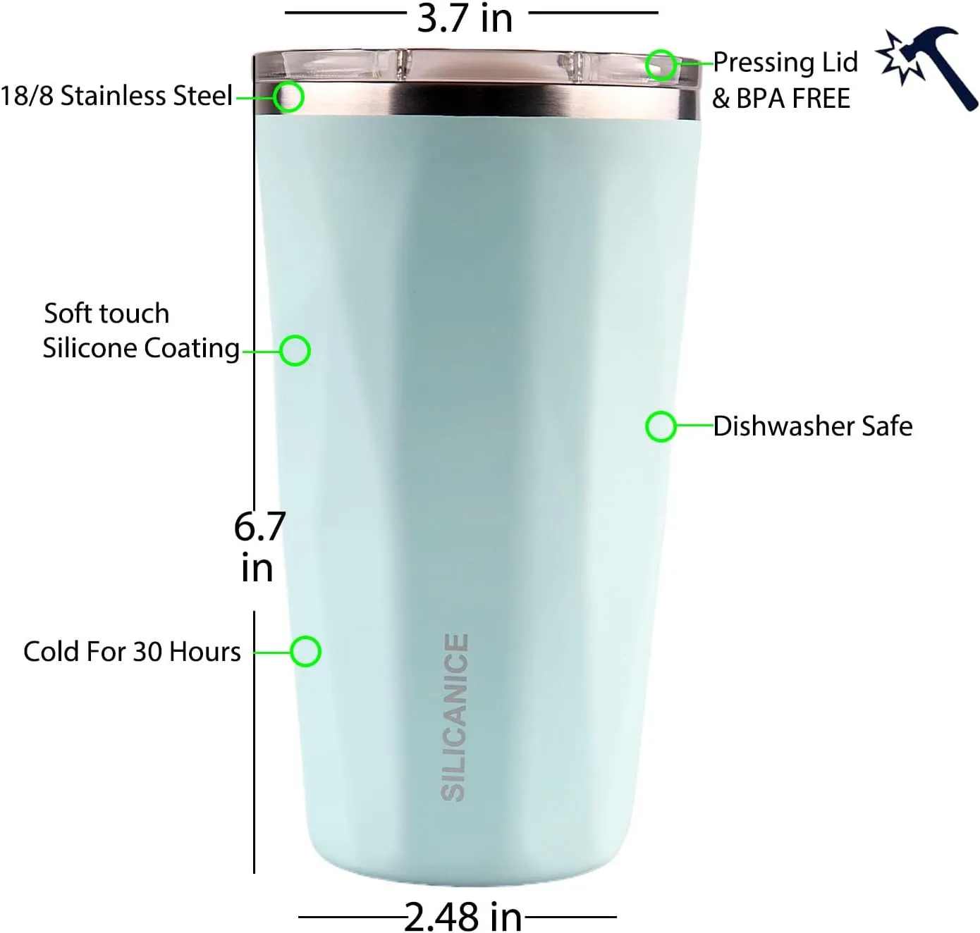 20 oz Tumblers With Straw And Lid,Dishwasher Safe Travel Coffee Mug,Stainless Steel Vacuum Insulated Iced Hot Cup,beach No Spill Proof Women Water Bottle Drink For Adults Durable (Light Blue, 20 oz)
