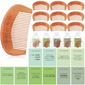20 Sets Affirmation Gifts Bulk Birthing Comb for Labor Pain with Affirmation Cards Bags Wooden Engraved Birth Comb Stress Relief Gift for Women Self Care Gift Gender Reveal Neutral Favor