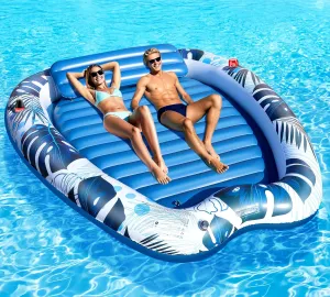 2025 Deluxe Inflatable Tanning Pool for 2 Person, 90x67Inch Tanning Pool Lounger Float for Adults, Blow Up Tanning Water Bed Suntan Tub with Cup Holders, Personal Sunbathing Pool for Backyard