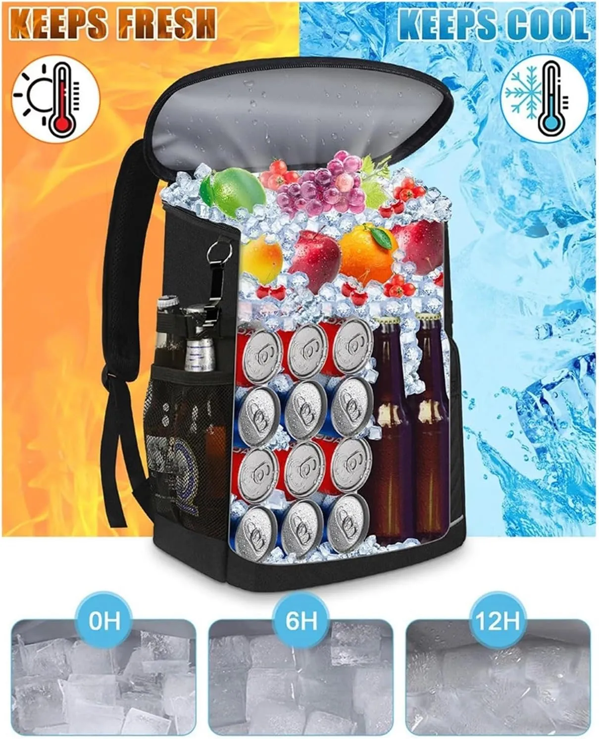 20L Portable Thermal Lunch Bag Food Box Dur-able Waterproof Cooler Ice Insulated Case BBQ Camping Oxford Dinner Backpacks Icebox(GRAY)
