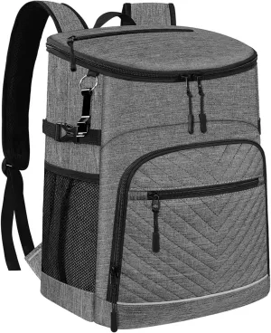 20L Portable Thermal Lunch Bag Food Box Dur-able Waterproof Cooler Ice Insulated Case BBQ Camping Oxford Dinner Backpacks Icebox(GRAY)
