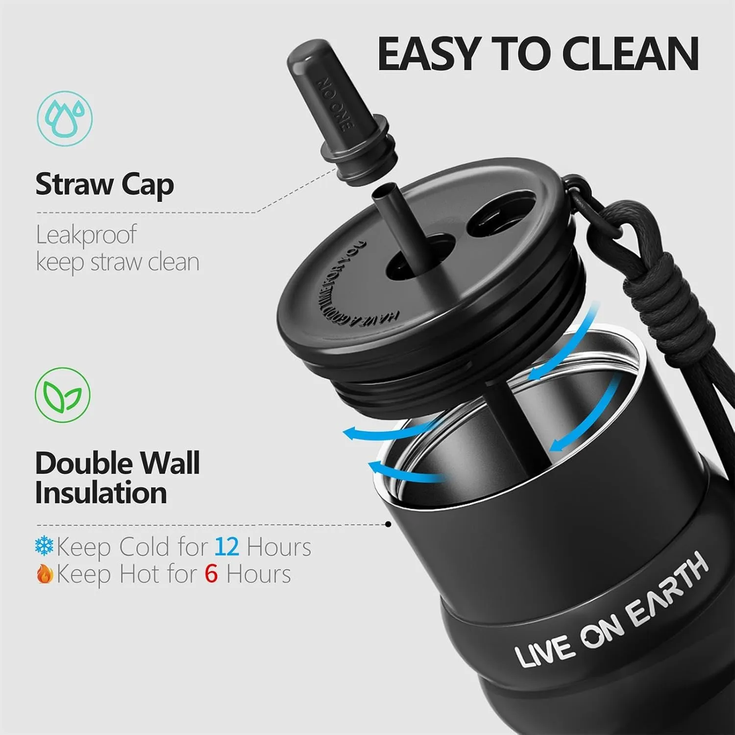 24oz Stainless Steel Tumbler With Lid And Straw Insulated Water Bottle With Straw Gifts For Men Women Tumbler Used For Travel Daily School Sports(Black)