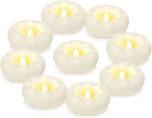 24pack Flameless Led Floating Candles, 3” Plastic Tealights Battery Operated Flickering 100  Hour Waterproof for Cylinder Vases, Centerpieces at Wedding, Party, Pool, Holiday (White)