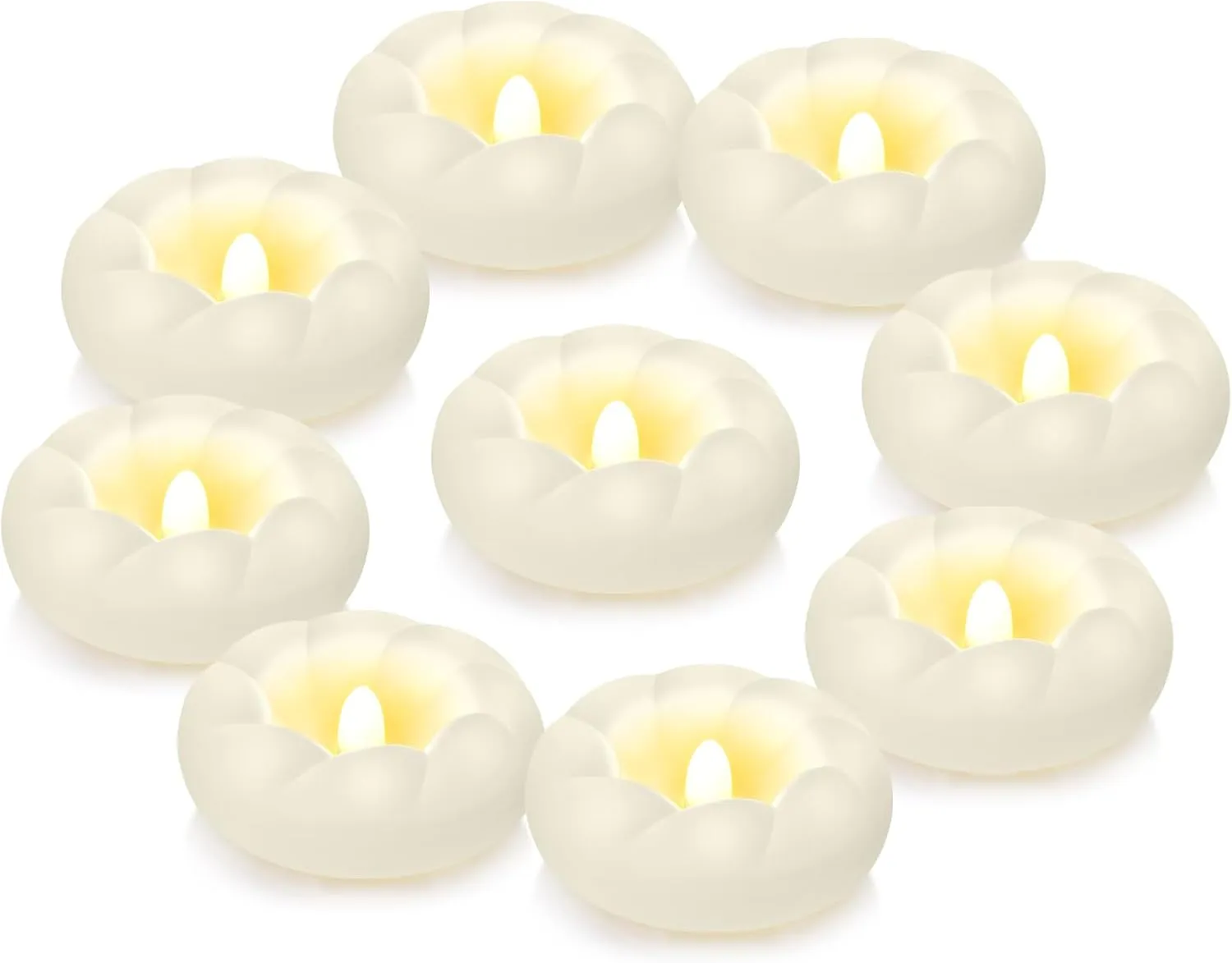 24pack Flameless Led Floating Candles, 3” Plastic Tealights Battery Operated Flickering 100  Hour Waterproof for Cylinder Vases, Centerpieces at Wedding, Party, Pool, Holiday (White)