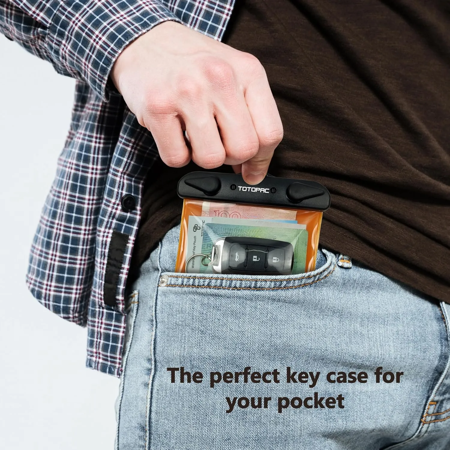 2Pack Waterproof Car Key FOB Case Floating Wallet Pouch for Remote Keys ID Credit Card Cash Money Submersible Dry Bag Holder (2, Orange   Orange)