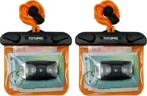 2Pack Waterproof Car Key FOB Case Floating Wallet Pouch for Remote Keys ID Credit Card Cash Money Submersible Dry Bag Holder (2, Orange   Orange)