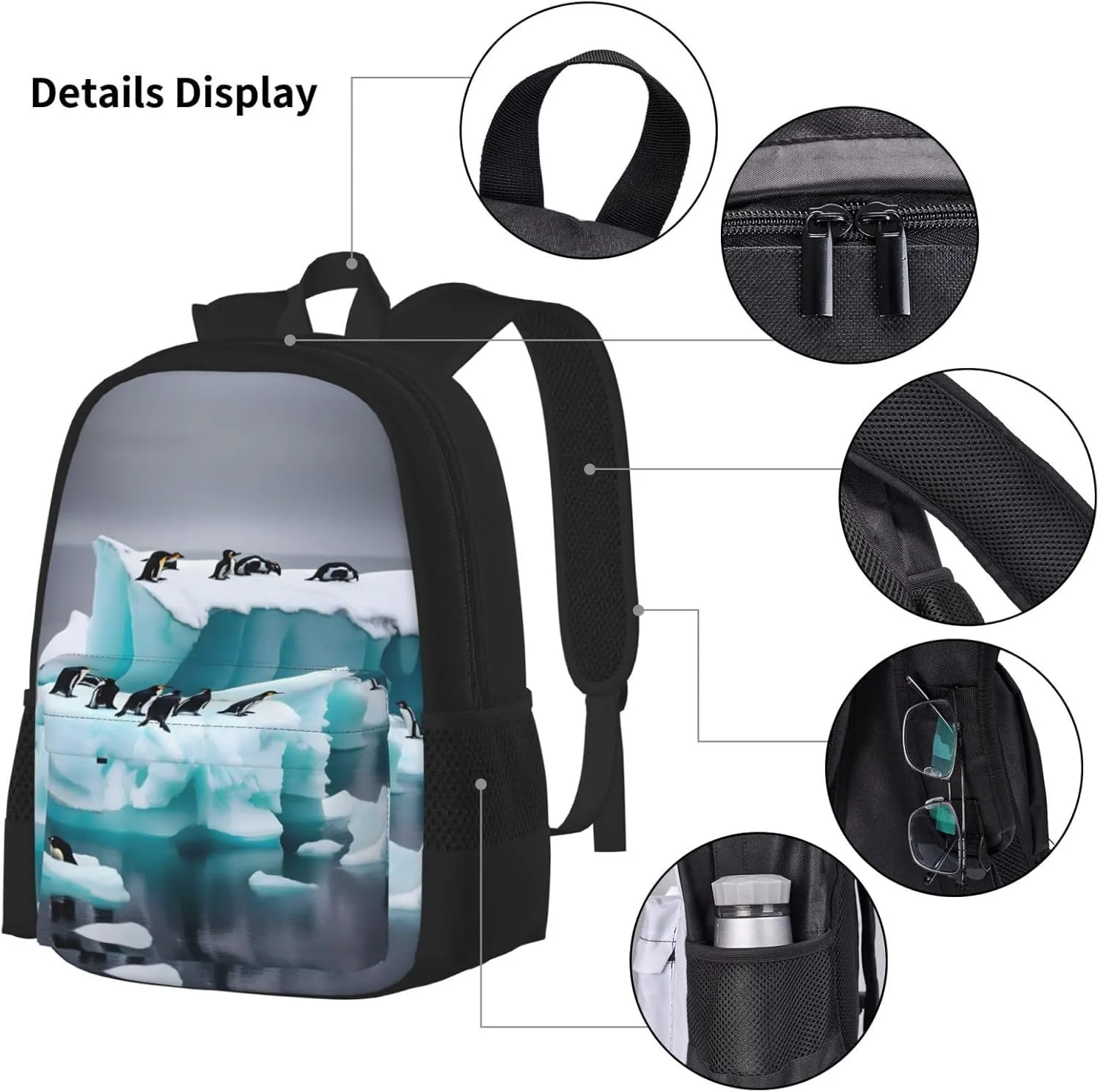 3-In-1 Backpack Bookbag Set,Pink Poodles Dogs Print Casual Travel Backpacks,With Pencil Case Pouch, Lunch Bag