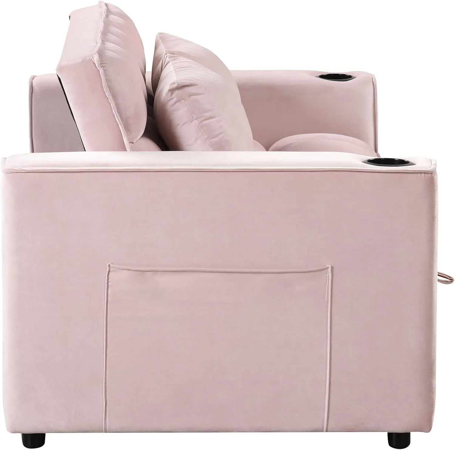 3 in 1 Upholstered Loveseat Futon Sofa Convertible Sleeper Sofabed, Modern Loveseat Sofa Foldable Lounge Chaise Daybed W/Pull Out Sleeper Couch Bed,USB Ports and Cupholders for Living Room Bedroom