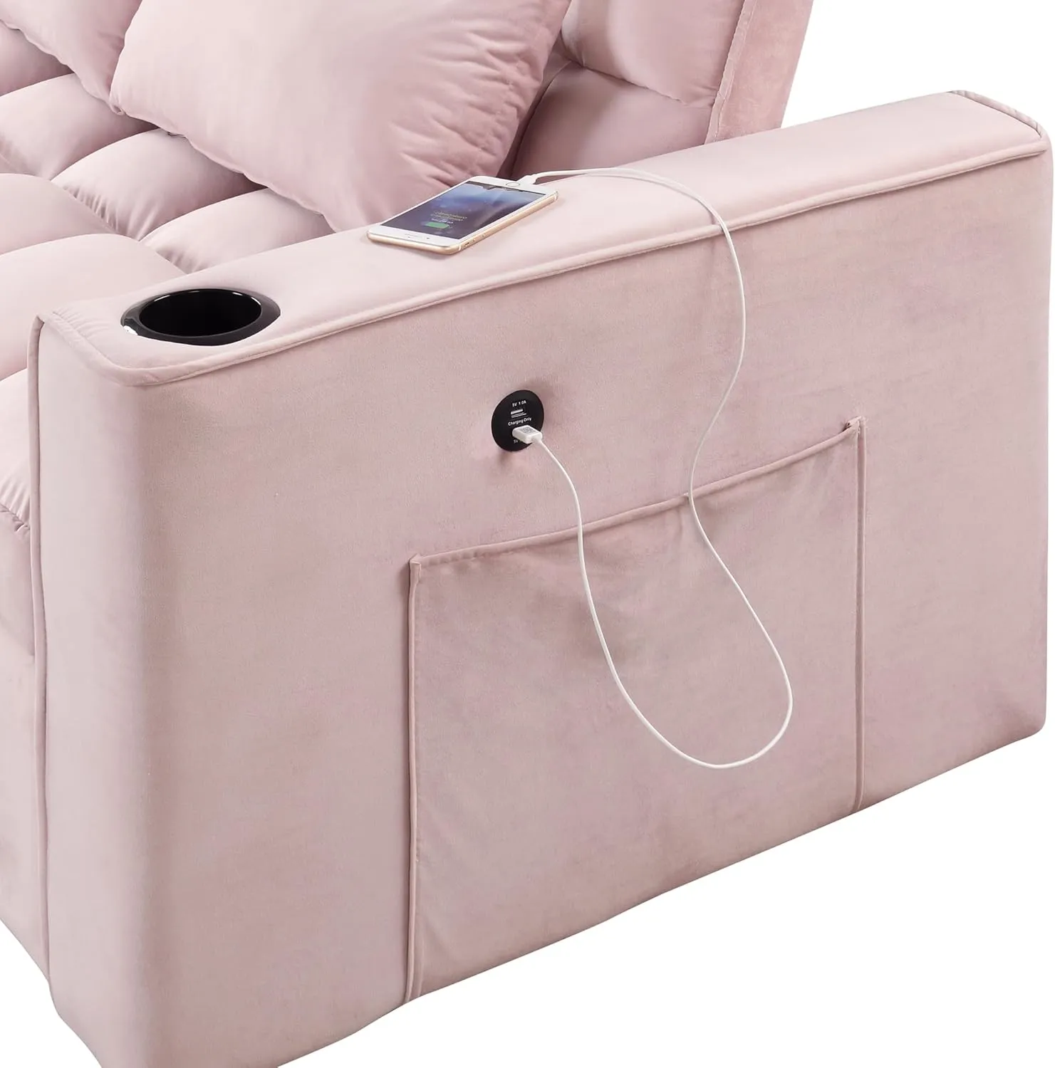 3 in 1 Upholstered Loveseat Futon Sofa Convertible Sleeper Sofabed, Modern Loveseat Sofa Foldable Lounge Chaise Daybed W/Pull Out Sleeper Couch Bed,USB Ports and Cupholders for Living Room Bedroom