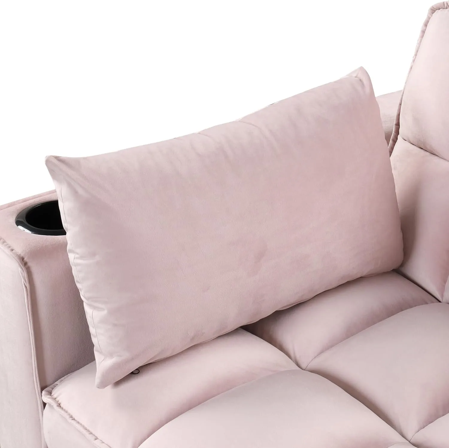 3 in 1 Upholstered Loveseat Futon Sofa Convertible Sleeper Sofabed, Modern Loveseat Sofa Foldable Lounge Chaise Daybed W/Pull Out Sleeper Couch Bed,USB Ports and Cupholders for Living Room Bedroom
