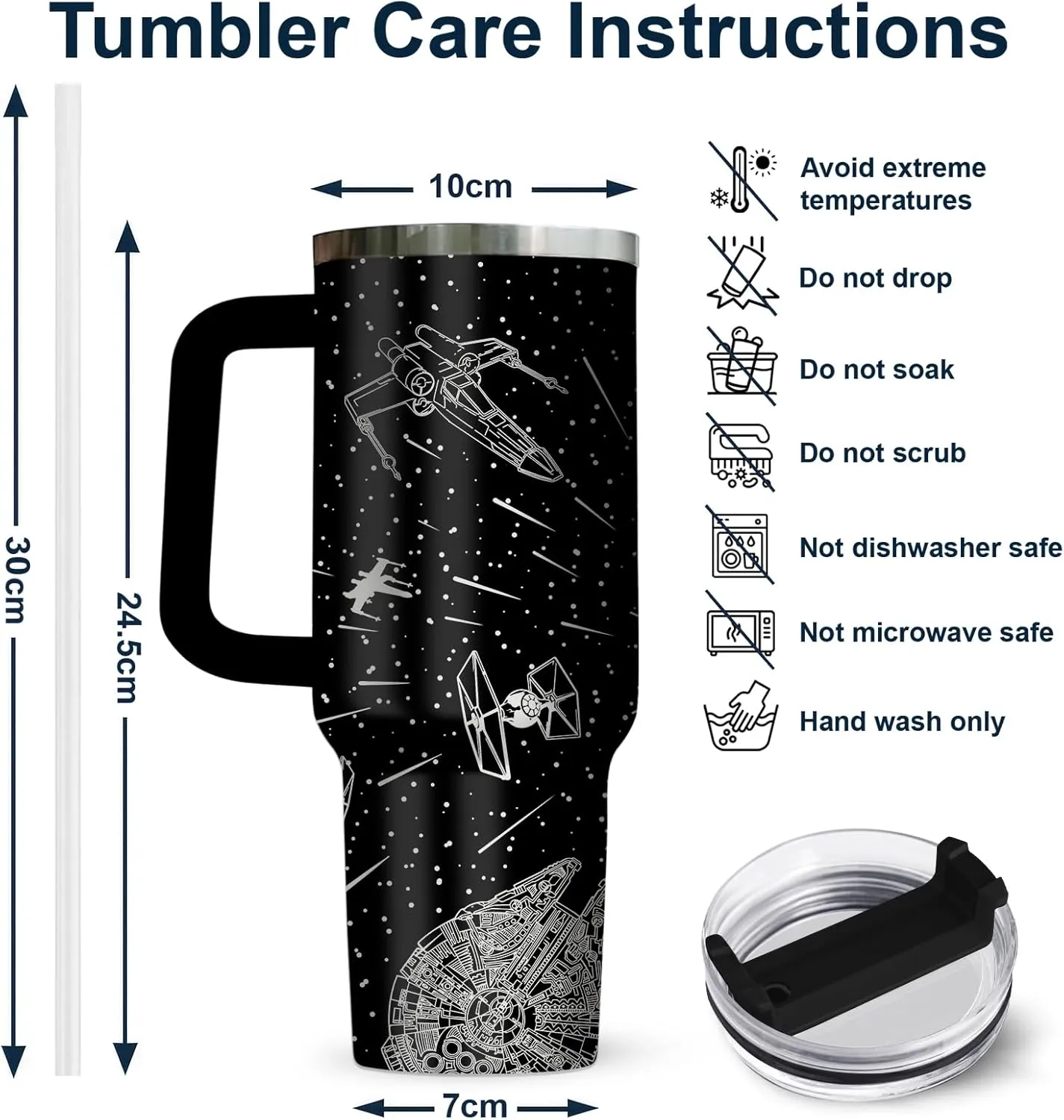 34HD Movie Tumbler for Lovers, 40 Oz with Handle, Lid, Straw; Funny Movie Mug, Birthday Gift