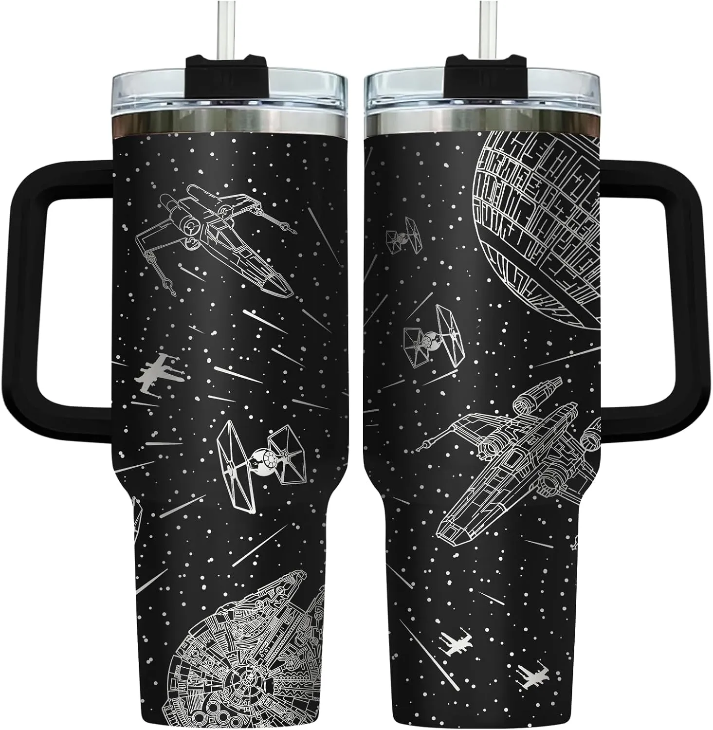 34HD Movie Tumbler for Lovers, 40 Oz with Handle, Lid, Straw; Funny Movie Mug, Birthday Gift