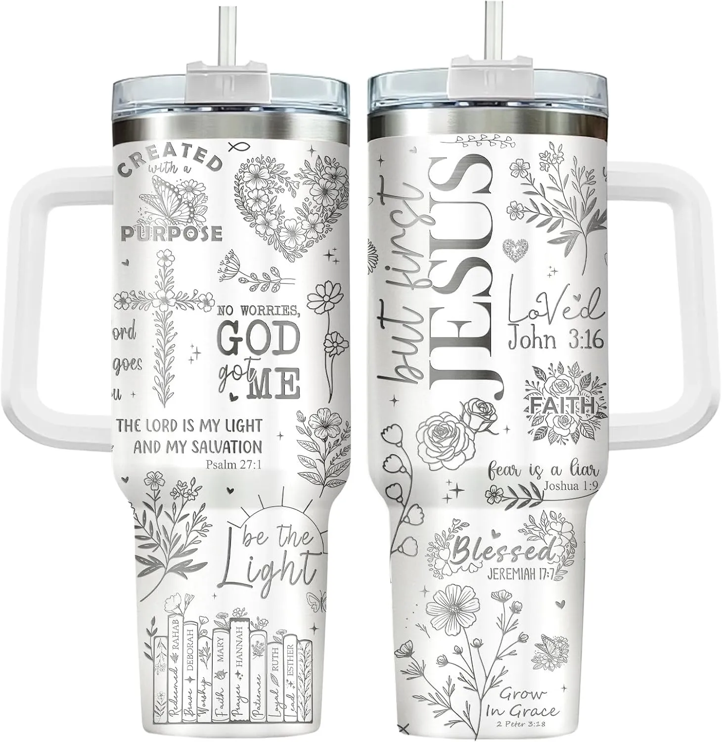 34HD Religious Inspirational Gifts for Women, 40oz Christian Tumbler with Handle and Straw, 40oz Child of God Cup Stainless Steel, Bible Verse Christian Gifts for Birthday Mothers Day