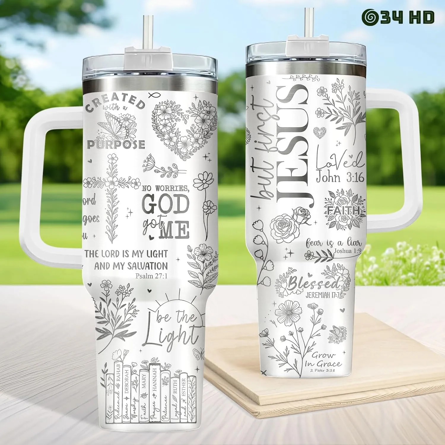 34HD Religious Inspirational Gifts for Women, 40oz Christian Tumbler with Handle and Straw, 40oz Child of God Cup Stainless Steel, Bible Verse Christian Gifts for Birthday Mothers Day