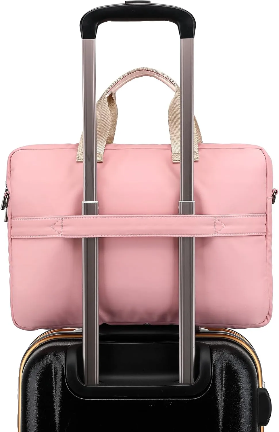 360 Protective Multi-Pockets Laptop Shoulder Bag Sleeve Case, Briefcase for 15.6 & 16 Inch Laptops (Light Pink)