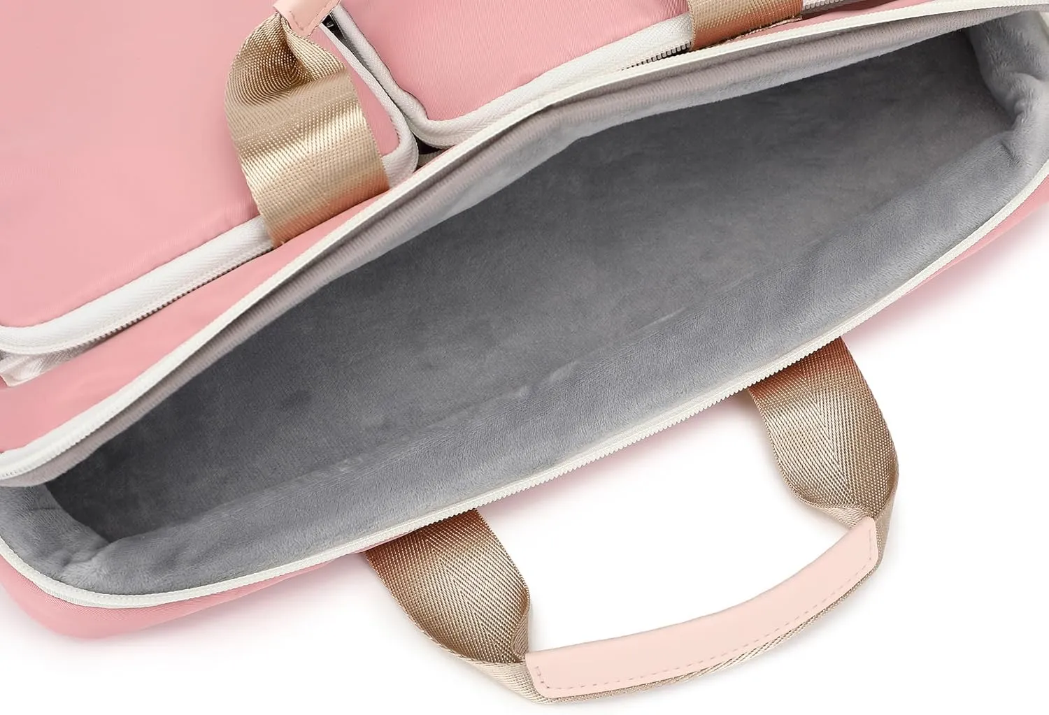 360 Protective Multi-Pockets Laptop Shoulder Bag Sleeve Case, Briefcase for 15.6 & 16 Inch Laptops (Light Pink)