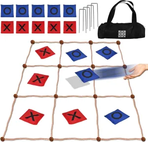 4 Ft x 4 Ft Giant Tic Tac Toe Game, Outdoor Backyard Yard Games Party for Kids Adults Family, Jumbo Bean Bag Toss Across Game for Backyard, Camping, Yard, Large Tic Tac Toe Lawn Field Day Games