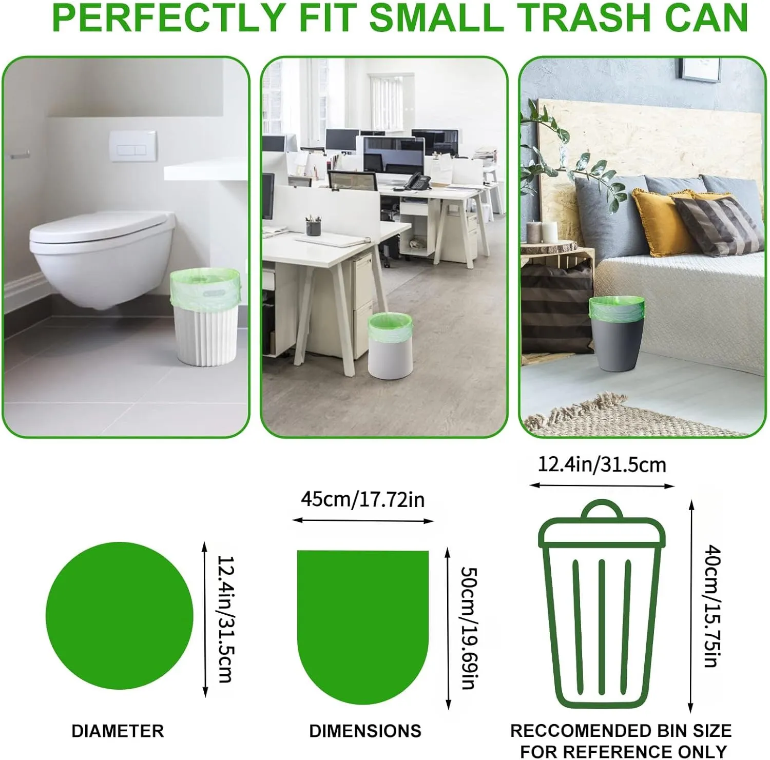 4 Gallon Biodegradable Compostable Small-Trash-Bags - Green Small Garbage Bags For Bathroom Can 100 Count Unscented Little Waste Basket Kitchen Office Car Tiny Liners Bulk Strong Thick Inwaysin