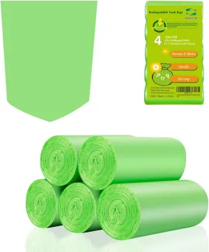 4 Gallon Biodegradable Compostable Small-Trash-Bags - Green Small Garbage Bags For Bathroom Can 100 Count Unscented Little Waste Basket Kitchen Office Car Tiny Liners Bulk Strong Thick Inwaysin