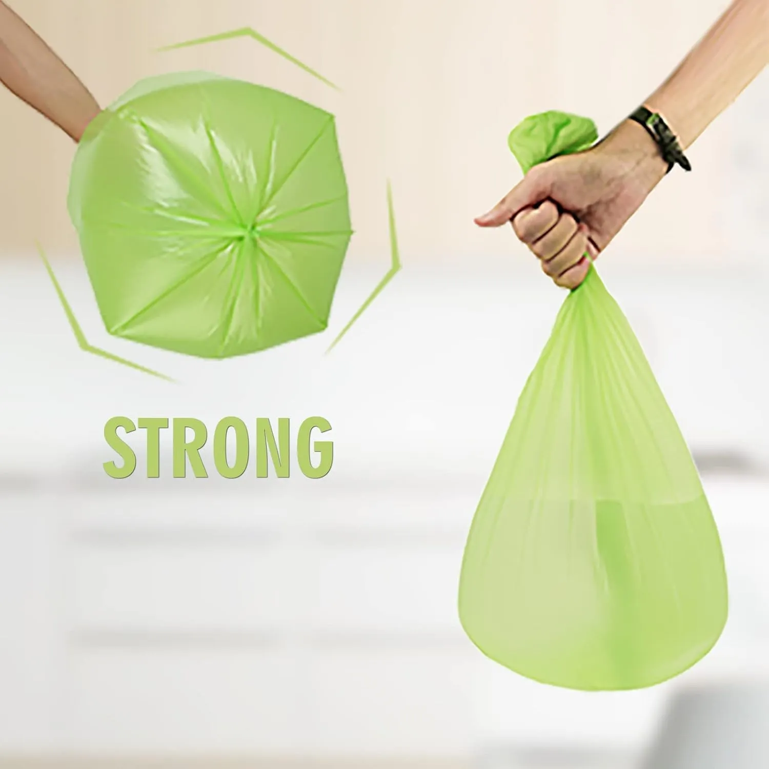 4 Gallon Biodegradable Compostable Small-Trash-Bags - Green Small Garbage Bags For Bathroom Can 100 Count Unscented Little Waste Basket Kitchen Office Car Tiny Liners Bulk Strong Thick Inwaysin