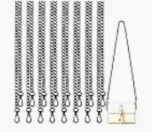 4 Pack 47" DIY Iron Flat Chain Strap for Purse, Crossbody Bag, Shoulder Bag, Replacement Bag Strap with Metal Buckles,Crossbody Chain, Detachable Purse Chain Accessories for Handbags (Dark Black)