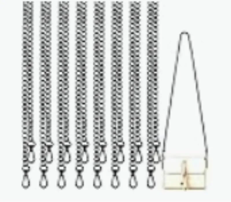 4 Pack 47" DIY Iron Flat Chain Strap for Purse, Crossbody Bag, Shoulder Bag, Replacement Bag Strap with Metal Buckles,Crossbody Chain, Detachable Purse Chain Accessories for Handbags (Dark Black)