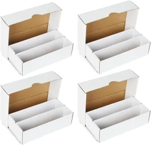 4-Pack Card Storage Box - Holds 2340, Ideal for Sports, Trading, Soccer & Basketball - Durable White Organizer Box for Storing & Protection
